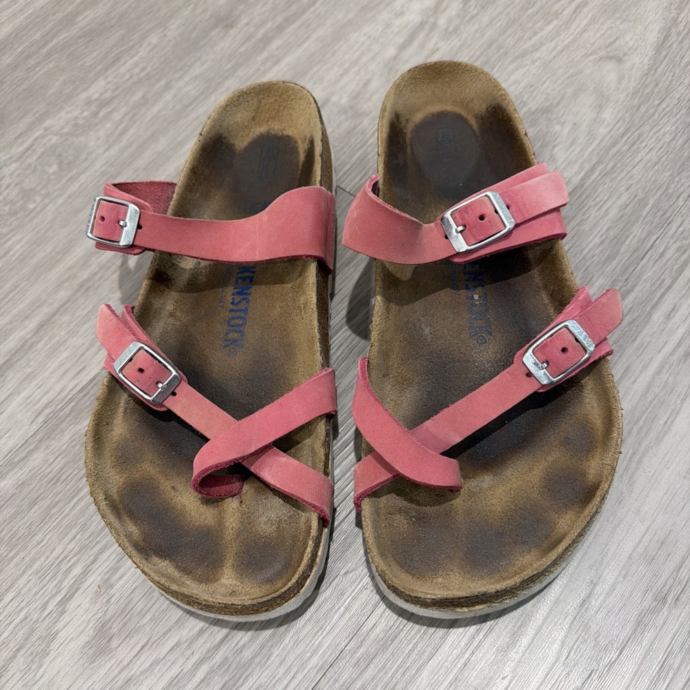 Birkenstock Mayari Size 40 Slip On Leather Upper Cork Footbed Sandals